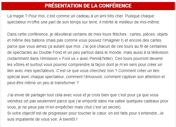 Présentation de la conférence d'Alexandra Duvivier